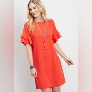 Maurices Vibrant Red Shift Dress with Ruffle Sleeves